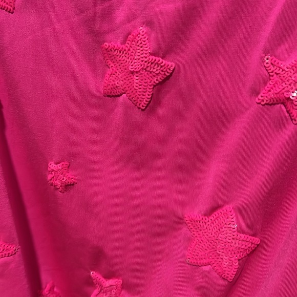 Body suit with sequin stars hot pink, size large - Picture 6 of 7